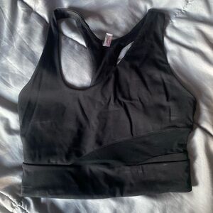 Free People Movement Black Asymmetrical Cropped Tank Top